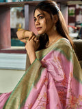 Alluring Light Pink Floral Printed Silk Events Wear Saree With Blouse - Zeel Clothing