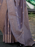 Alluring Lilac Zari Weaving Silk Traditional Saree With Blouse - Zeel Clothing