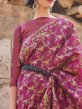 Alluring Magenta Floral Woven Organza Festive Wear Saree With Blouse - Zeel Clothing