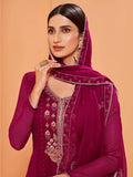 Alluring Magenta Sequins Work Georgette Festival Wear Sharara Suit - Zeel Clothing