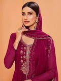 Alluring Magenta Sequins Work Georgette Festival Wear Sharara Suit - Zeel Clothing
