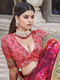 Alluring Maroon Floral Printed Organza Wedding Wear Lehenga Choli - Zeel Clothing
