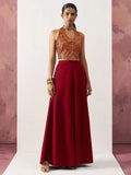 Alluring Maroon Jacquard Party Wear Waistcoat Indo-Western Co-Ord Set - Zeel Clothing