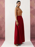 Alluring Maroon Jacquard Party Wear Waistcoat Indo-Western Co-Ord Set - Zeel Clothing