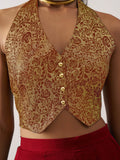 Alluring Maroon Jacquard Party Wear Waistcoat Indo-Western Co-Ord Set - Zeel Clothing