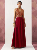 Alluring Maroon Jacquard Party Wear Waistcoat Indo-Western Co-Ord Set - Zeel Clothing