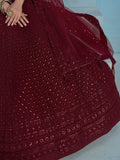 Alluring Maroon Sequins Reception Wear Lehenga Choli With Net Dupatta - Zeel Clothing
