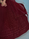 Alluring Maroon Sequins Reception Wear Lehenga Choli With Net Dupatta - Zeel Clothing