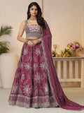 Alluring Maroon Thread Work Satin Bridesmaid Lehenga Choli - Zeel Clothing