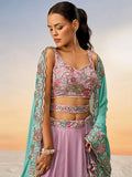Alluring Mauve Embroidered Georgette Engagement Wear Lehenga Choli - Zeel Clothing