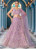 Alluring Mauve Thread Work Net Wedding Wear Lehenga choli
