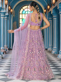 Alluring Mauve Thread Work Net Wedding Wear Lehenga choli