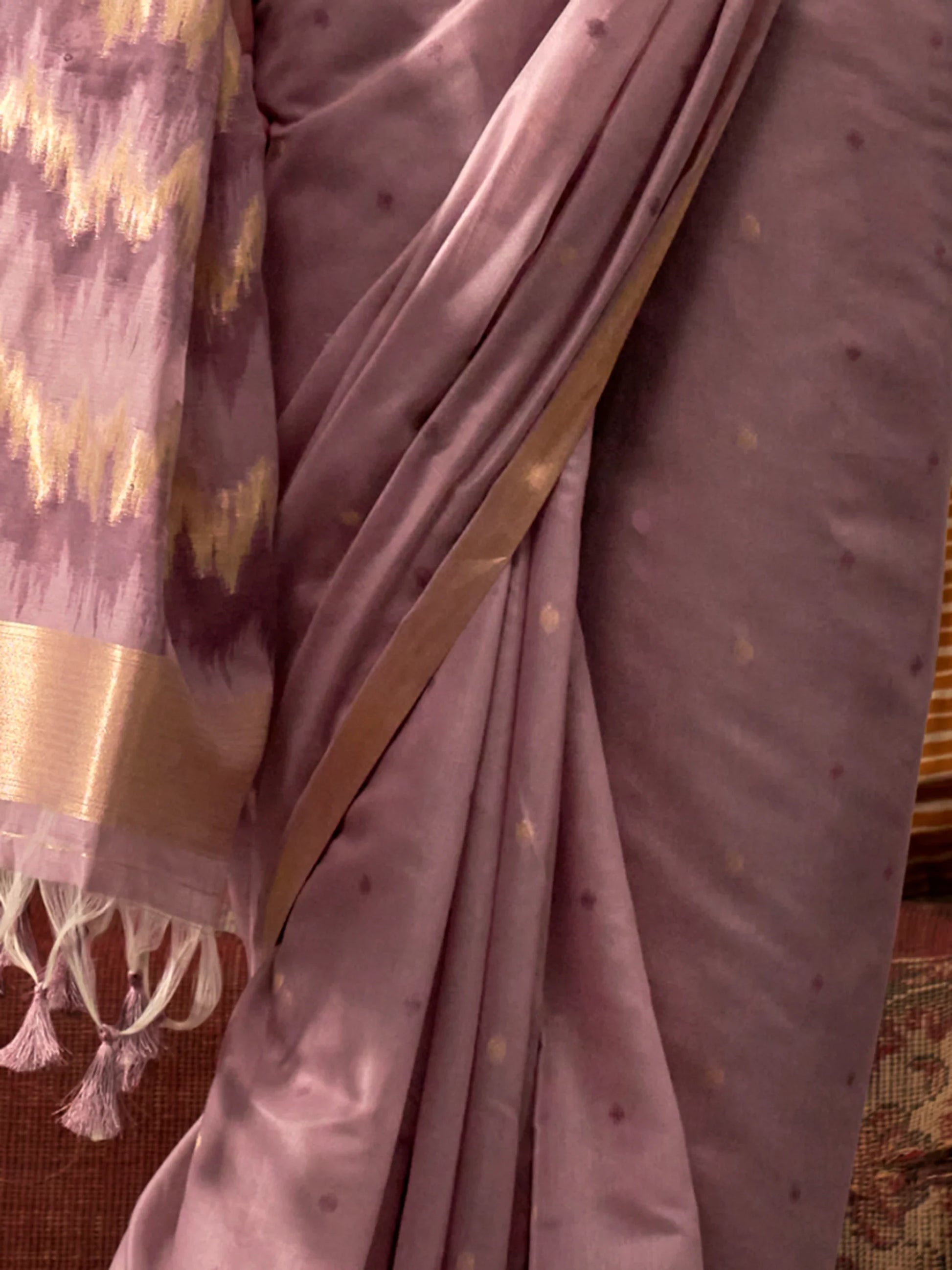 Alluring Mauve Zari Weaving Silk Event Wear Saree With Blouse - Zeel Clothing