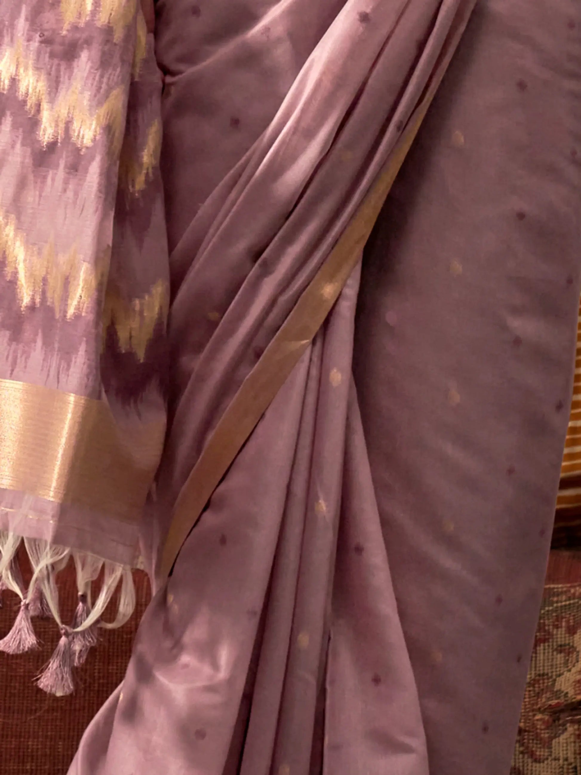 Alluring Mauve Zari Weaving Silk Event Wear Saree With Blouse - Zeel Clothing