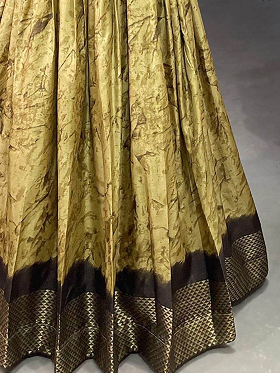 Alluring Mehendi Green Shibori Print Silk Readymade Classic Gown - Zeel Clothing