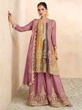 Alluring Multi-Color Embroidered Chinon Festive Wear Palazzo Suits - Zeel Clothing