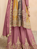 Alluring Multi-Color Embroidered Chinon Festive Wear Palazzo Suits - Zeel Clothing