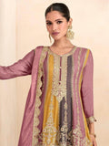 Alluring Multi-Color Embroidered Chinon Festive Wear Palazzo Suits - Zeel Clothing