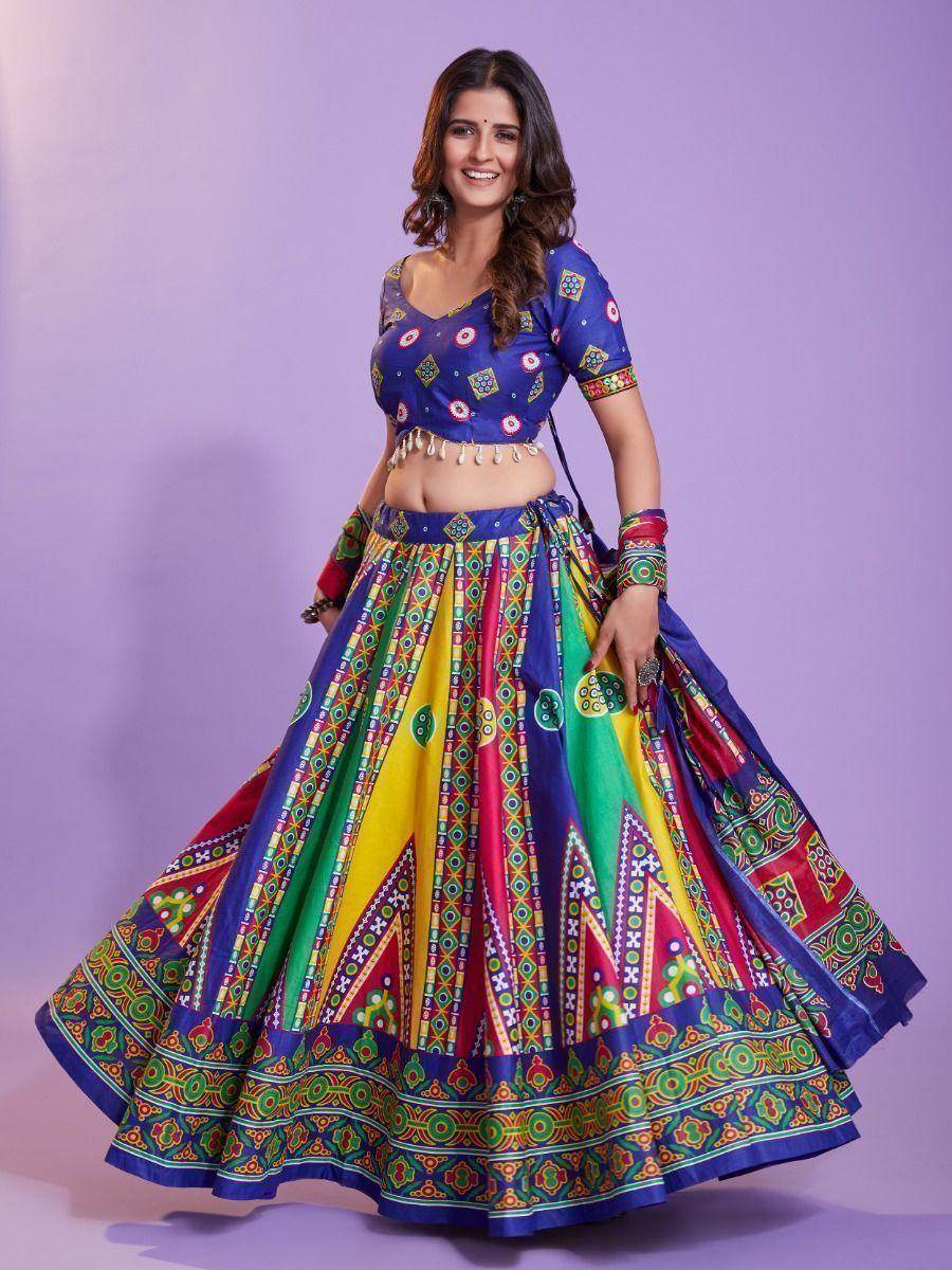 Alluring Multicolor Digital Printed Cotton Navratri Lehenga Choli - Zeel Clothing