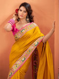 Alluring Mustard Yellow Patola Weaving Silk Haldi Wear Saree With Blouse - Zeel Clothing