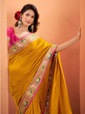 Alluring Mustard Yellow Patola Weaving Silk Haldi Wear Saree With Blouse - Zeel Clothing