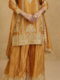 Alluring Mustard Yellow Sequins Chinon Party Wear Palazzo Suit With Dupatta - Zeel Clothing