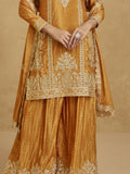 Alluring Mustard Yellow Sequins Chinon Party Wear Palazzo Suit With Dupatta - Zeel Clothing