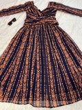 Alluring Navy-Blue & Orange Digital Printed Georgette Designer Gown - Zeel Clothing