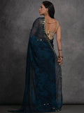 Alluring Navy-Blue Digital Printed Georgette Saree With Blouse - Zeel Clothing