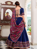Alluring Navy Blue Gamthi Print Tussar Silk Traditional Lehenga Choli - Zeel Clothing