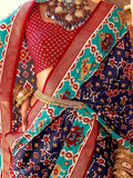 Alluring Navy Blue Patola Printed Silk Festival Wear Saree With Blouse - Zeel Clothing