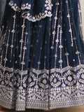 Alluring Navy Blue Sequins Georgette Wedding Wear Lehenga Choli - Zeel Clothing