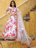 Alluring Off-White Floral Printed Art Silk Sangeet Wear Lehenga Choli - Zeel Clothing