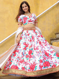 Alluring Off-White Floral Printed Art Silk Sangeet Wear Lehenga Choli - Zeel Clothing