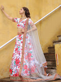 Alluring Off-White Floral Printed Art Silk Sangeet Wear Lehenga Choli - Zeel Clothing
