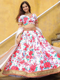 Alluring Off-White Floral Printed Art Silk Sangeet Wear Lehenga Choli - Zeel Clothing