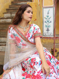 Alluring Off-White Floral Printed Art Silk Sangeet Wear Lehenga Choli - Zeel Clothing