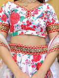 Alluring Off-White Floral Printed Art Silk Sangeet Wear Lehenga Choli - Zeel Clothing
