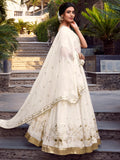 Alluring Off-White Foil Work Silk Wedding Wear Lehenga Choli - Zeel Clothing