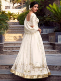 Alluring Off-White Foil Work Silk Wedding Wear Lehenga Choli - Zeel Clothing