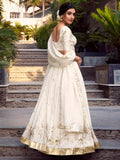 Alluring Off-White Foil Work Silk Wedding Wear Lehenga Choli - Zeel Clothing
