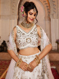 Alluring Off-White Sequins Work Tissue Silk Designer Lehenga Choli With Dupatta - Zeel Clothing