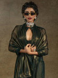 Alluring Olive Green Chiffon Designer Pre-Stitched Saree With Blouse - Zeel Clothing