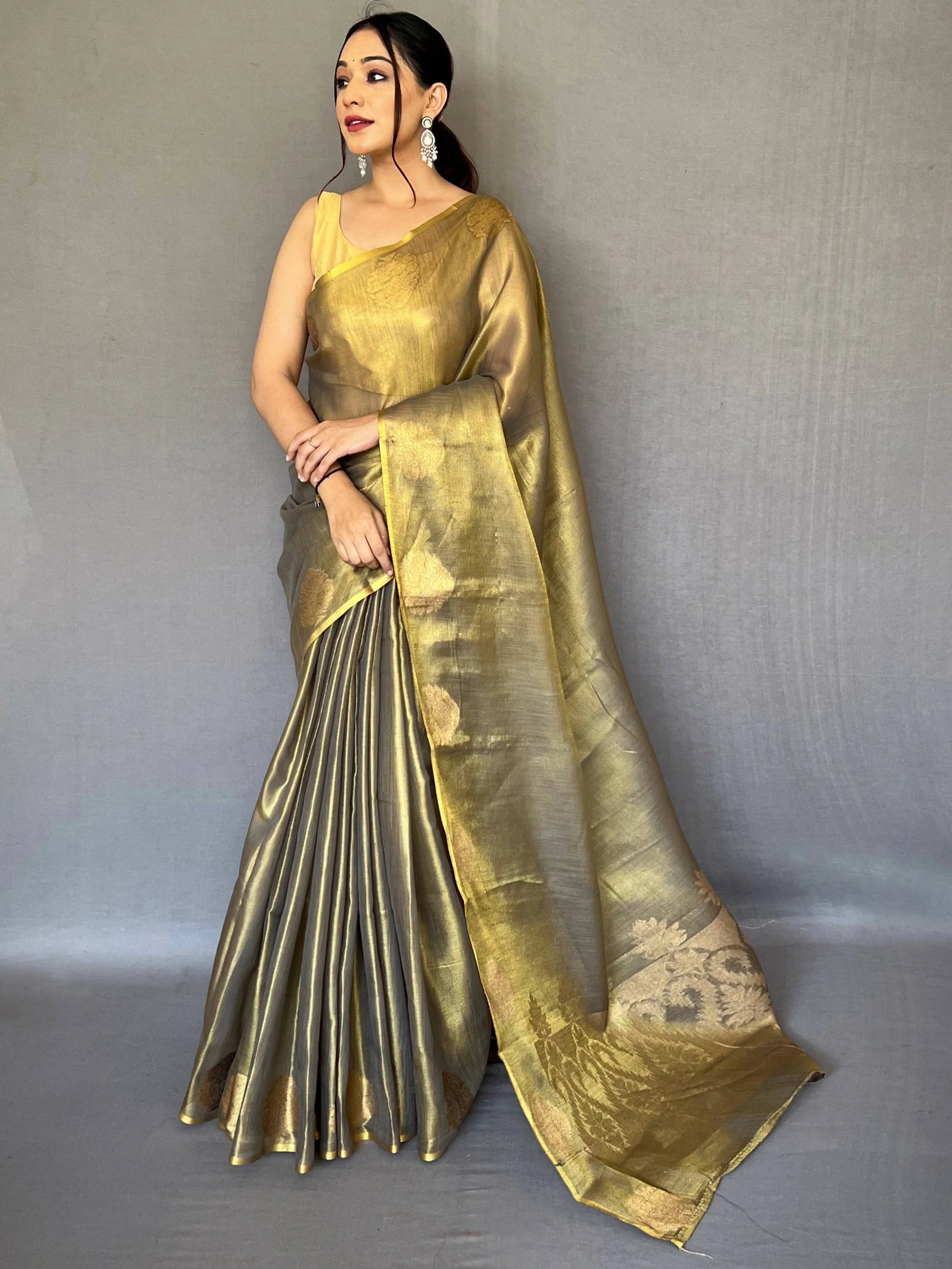 Alluring Olive Green Woven Silk Wedding Wear Saree With Blouse - Zeel Clothing