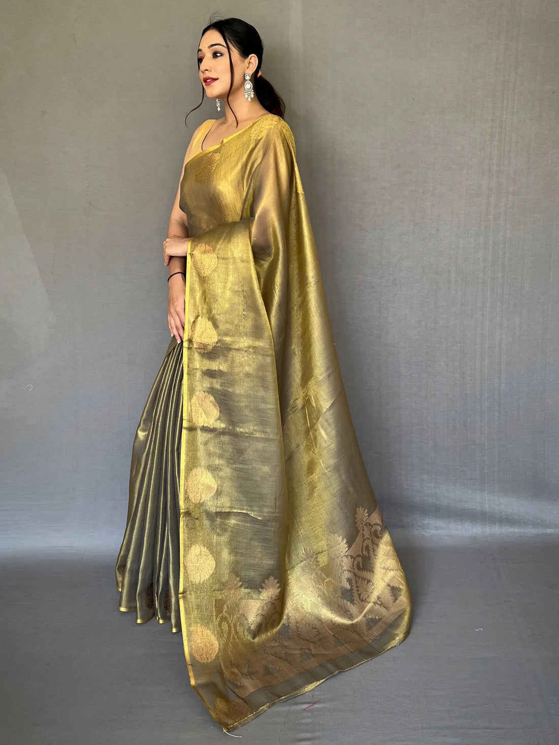 Alluring Olive Green Woven Silk Wedding Wear Saree With Blouse - Zeel Clothing