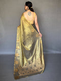Alluring Olive Green Woven Silk Wedding Wear Saree With Blouse - Zeel Clothing