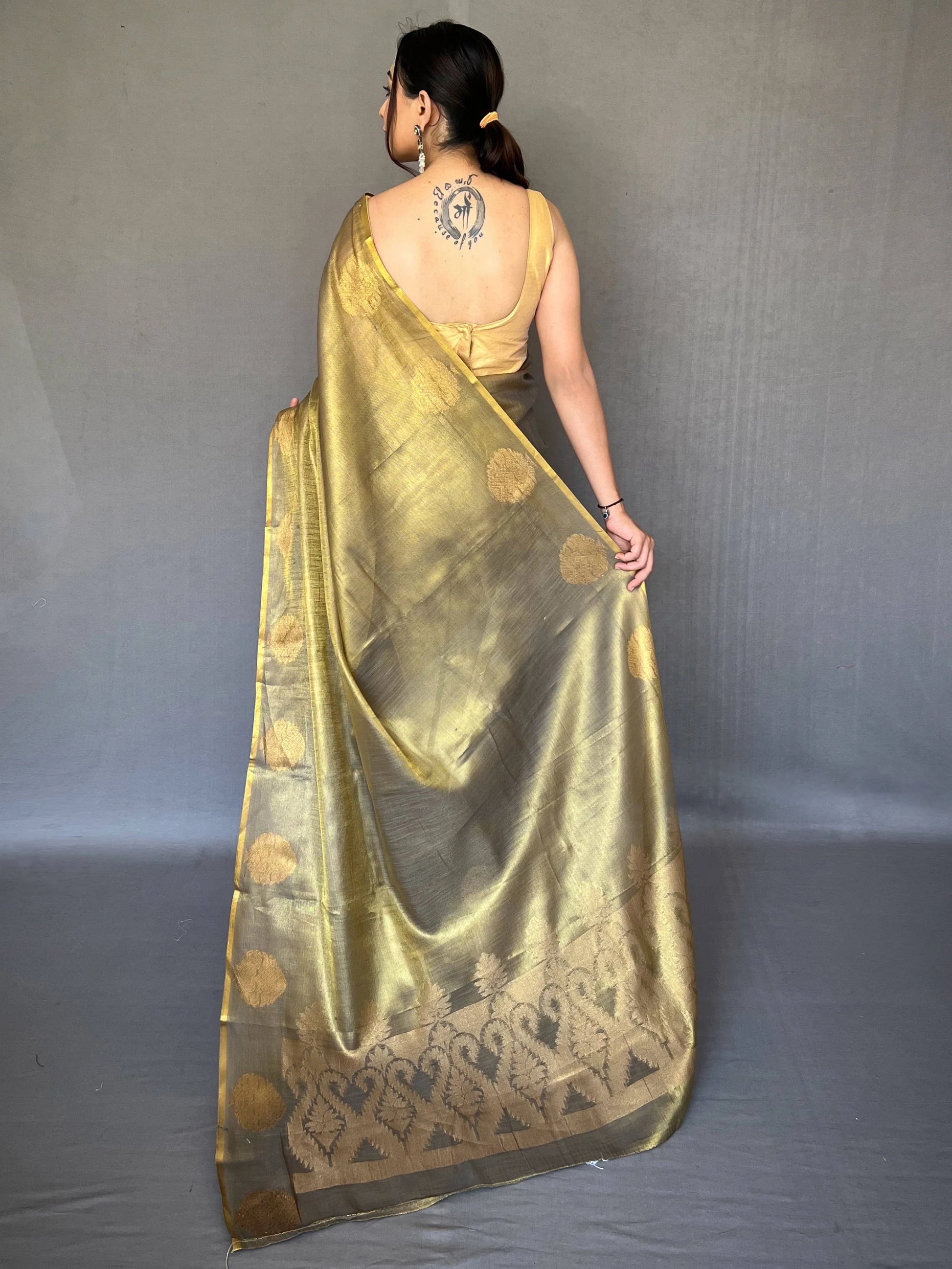 Alluring Olive Green Woven Silk Wedding Wear Saree With Blouse - Zeel Clothing