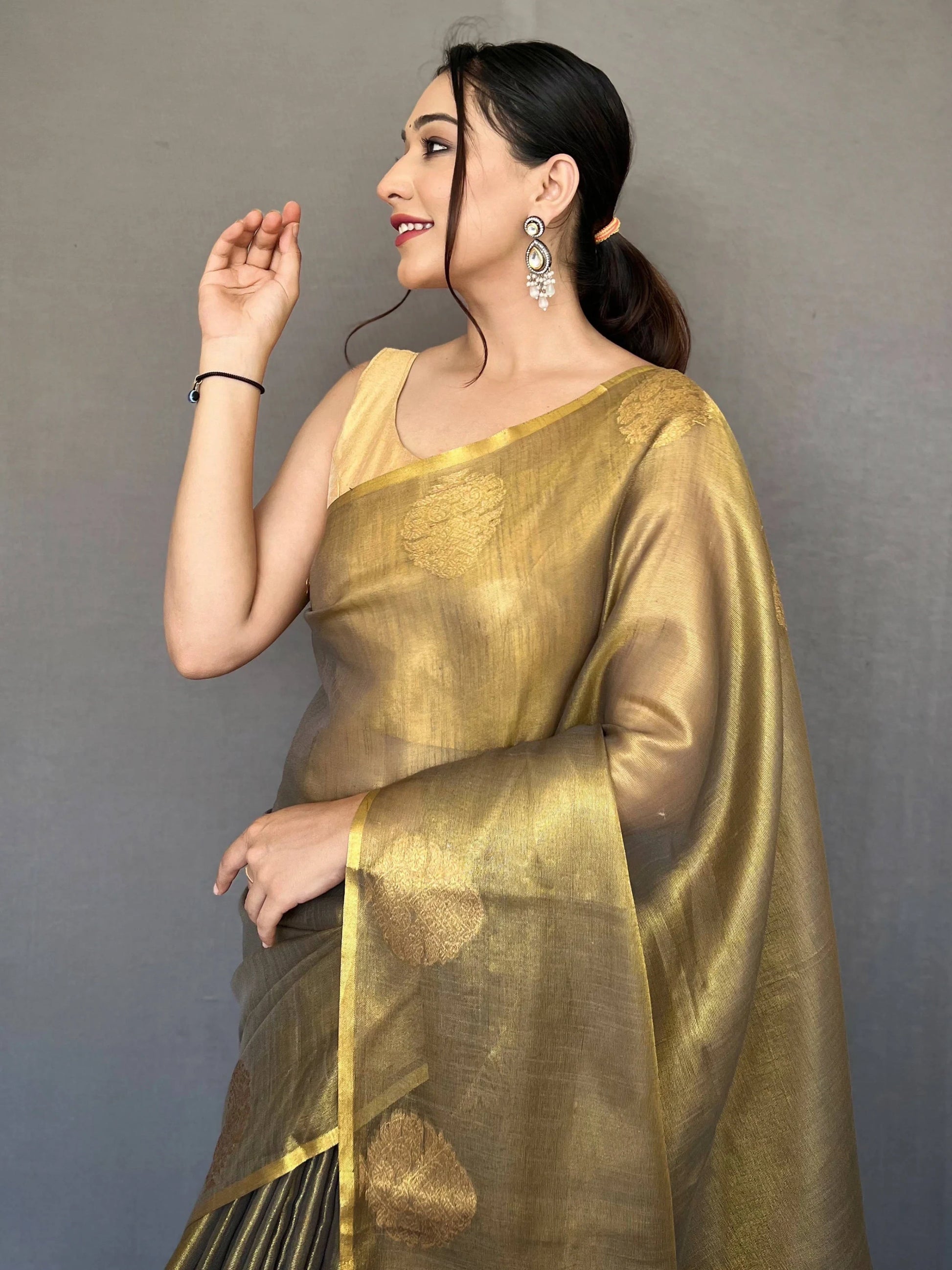 Alluring Olive Green Woven Silk Wedding Wear Saree With Blouse - Zeel Clothing