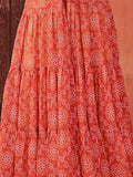 Alluring Orange Bandhani Print Georgette Navratri Wear Gown - Zeel Clothing