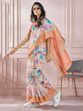 Alluring Orange Digital Printed Silk Event Wear Saree With Blouse - Zeel Clothing
